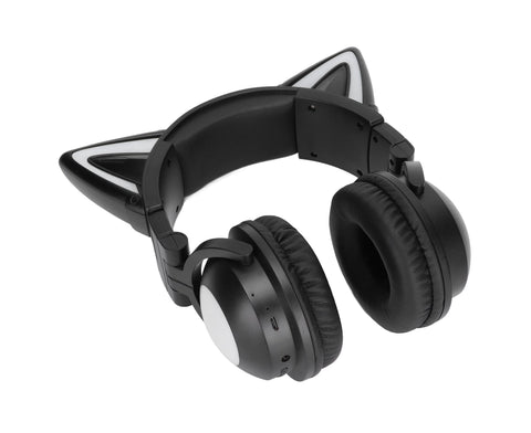 Cat Ear Bluetooth Headset Stereo Headset with Microphone LED Cute Cat Headset for Girls babies