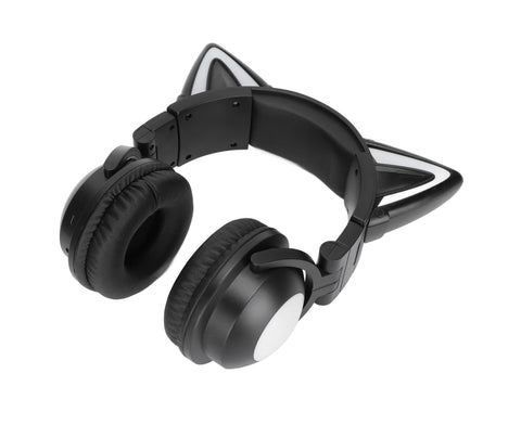 Cat Ear Bluetooth Headset Stereo Headset with Microphone LED Cute Cat Headset for Girls babies