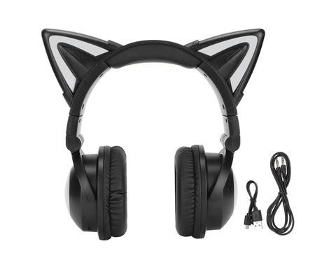 Cat Ear Bluetooth Headset Stereo Headset with Microphone LED Cute Cat Headset for Girls babies