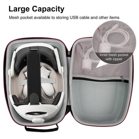 For Meta Quest 3 VR Headset Travel Hard Case EVA Storage Box+Eye Patch