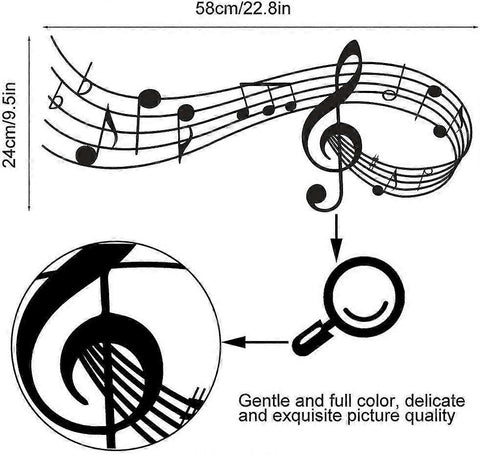 Music Notes Tab Wall Art Decor, Music Notes Wall Art Sticker Removable Vinyl Wall Decals