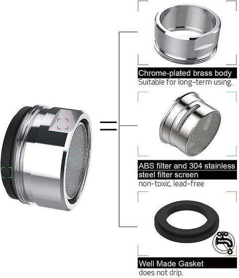 4 Pieces Faucet Filter Aerator Universal Water Saving Faucet Aerators For kitchen Sink Faucet or Bathroom Faucet Silver (24MM)