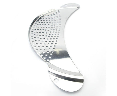 Pot Pan Strainer Board Crescent Shape Draining Hole Wash Fruit Vegetable Filter-Silver