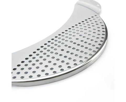 Pot Pan Strainer Board Crescent Shape Draining Hole Wash Fruit Vegetable Filter-Silver