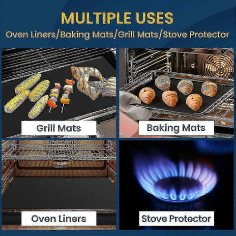2-Pack Heavy-Duty Oven Mat - Reusable Teflon Stovetop & Grill Protector