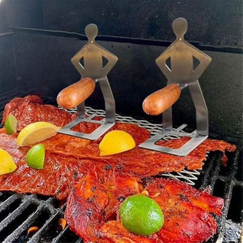 4PCS Funny BBQ Sausage Stand Holder - Portable Stainless Steel Roaster Rack