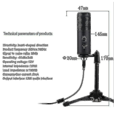 Professional USB Condenser Microphone - Studio Grade Recording Mic