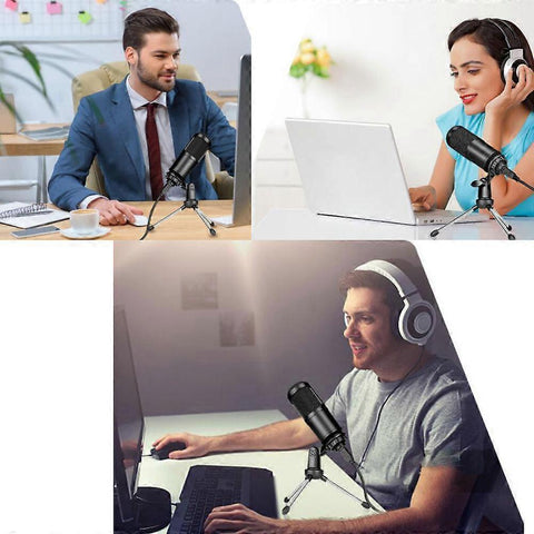 USB Metal Condenser Microphone - Professional Recording Mic for PC/Laptop
