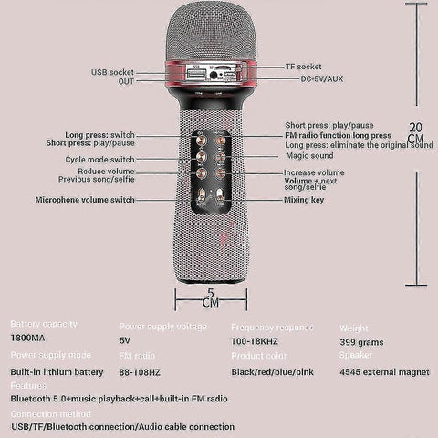 Wireless babies Microphone - Handheld Mic with Built-in Speaker