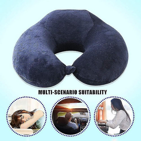 Memory Foam Travel Neck Pillow for Comfort Support - Tibetan Cyan