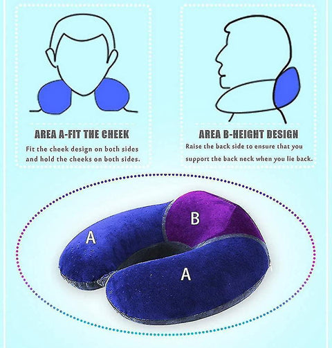 Memory Foam Travel Neck Pillow for Comfort Support - Tibetan Cyan