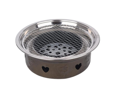 Round Stainless Steel BBQ Grill Roast Mesh Net Non-stick Barbecue Baking Pan-20cm