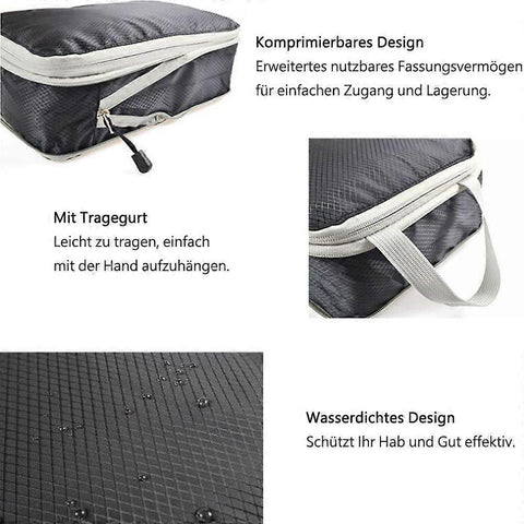 3pcs Compression Packing Cubes Suitcase Organiser Luggage Storage Bags - Black