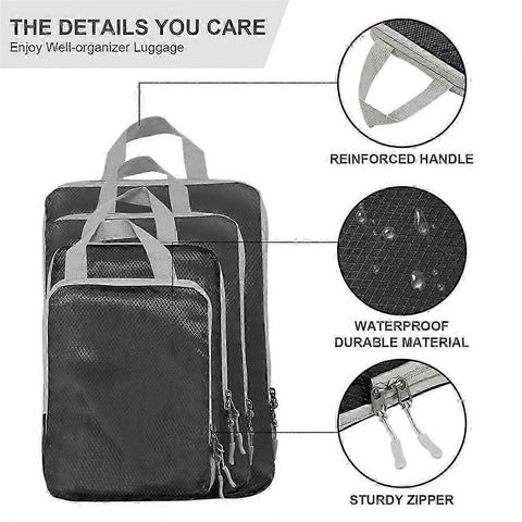 4pcs Ultralight Compression Packing Cubes for Carry-On Suitcase Travel Bags