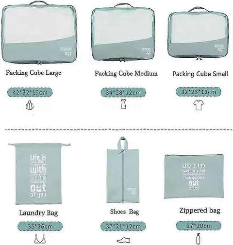 6pcs Packing Cubes for Suitcases Travel Luggage Organizer Bags - Blue