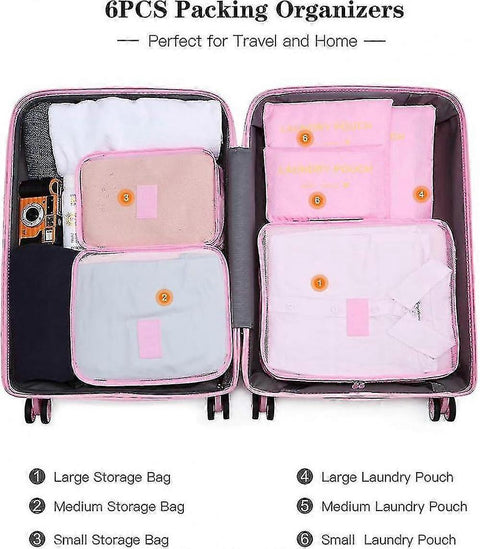 6pcs Packing Cubes Travel Storage Zip Organizers for Clothes, Socks, Underwear