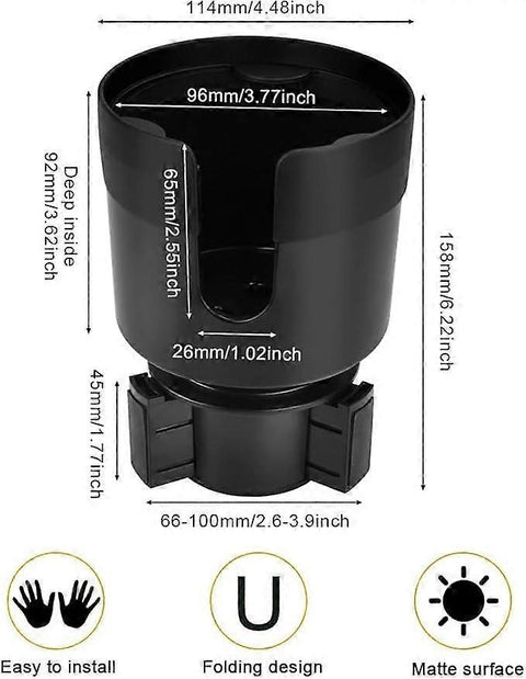 Adjustable Universal Car Cup Holder - Can Holder for Bottle/Drink, Truck Compatible Black