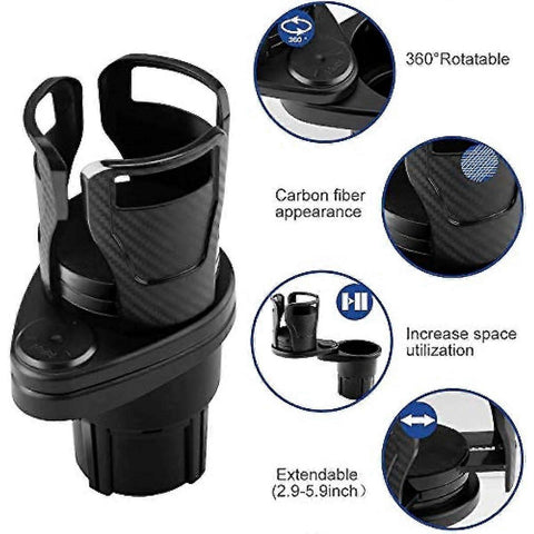 Dual Car Cup Holder - Expandable Adjustable Drink Holder for Car Use