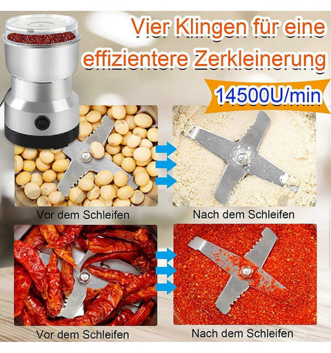 Electric Coffee Grinder - Stainless Steel Portable Spice Grinder for Coffee Beans