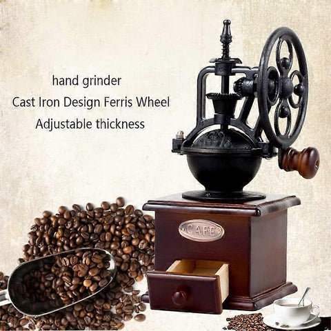 Vintage Hand Coffee Grinder - Manual Crank Flower Grinder with Classic Design
