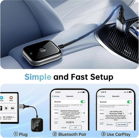 Wireless CarPlay Adapter for Apple CarPlay, Easy Wired to Wireless Upgrade