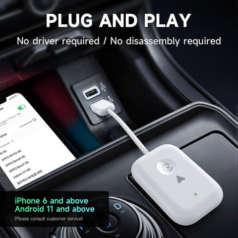 Apple CarPlay & Android Auto Wireless Adapter, Plug & Play Car Dongle