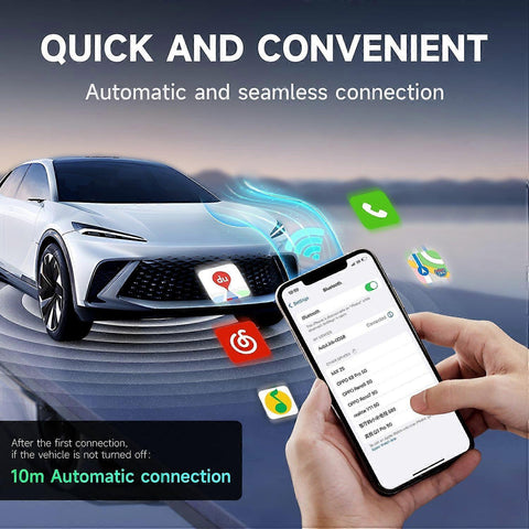 Apple CarPlay & Android Auto Wireless Adapter, Plug & Play Car Dongle