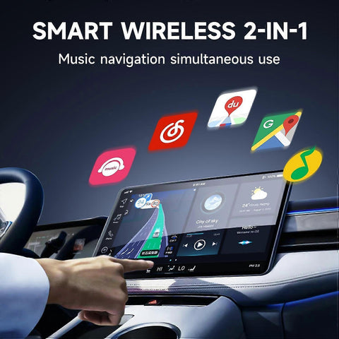Apple CarPlay & Android Auto Wireless Adapter, Plug & Play Car Dongle