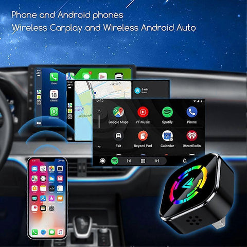 2-in-1 Wireless CarPlay Adapter for iPhone & Android, Mini Auto Dongle