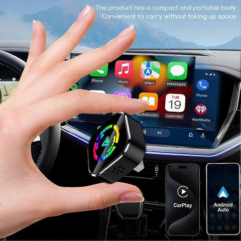 2-in-1 Wireless CarPlay Adapter for iPhone & Android, Mini Auto Dongle