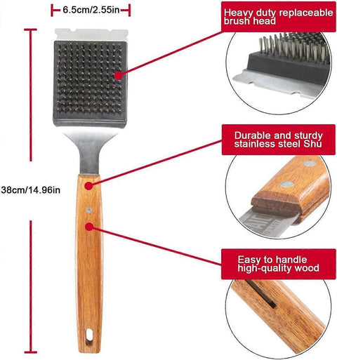 Triple Grill Cleaning Brush with Scraper, BBQ Tool