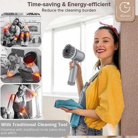 Electric Cleaning Brush with 6 Attachments, Rechargeable Scrubber