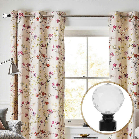 2pcs White Glass Ball Curtain Rod Ends with Brackets