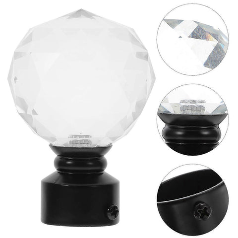 2pcs White Glass Ball Curtain Rod Ends with Brackets