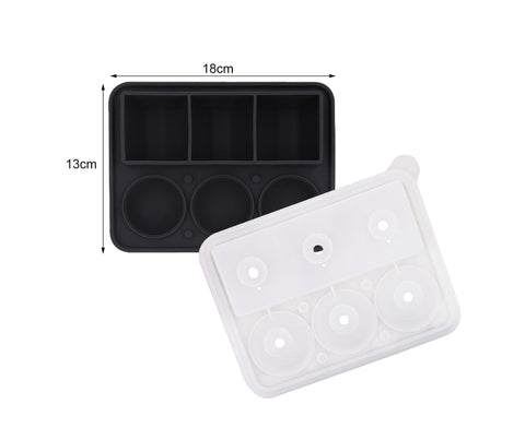 Ice Cube Mold Food Grade Quick Release Silicone Funnel Design Ice Ball Mold for Whiskey-Black