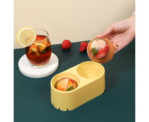 Ice Mould Anti-corrosion Fine Workmanship BPA Free Whiskey Ice Cube Ball DIY Mould for Bar-Yellow