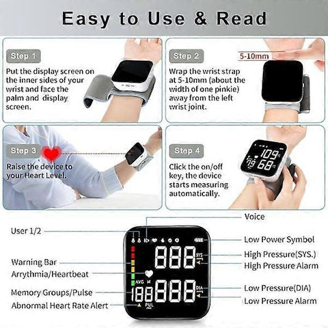 Rechargeable Wrist Device with Large LED Screen and Memory Function