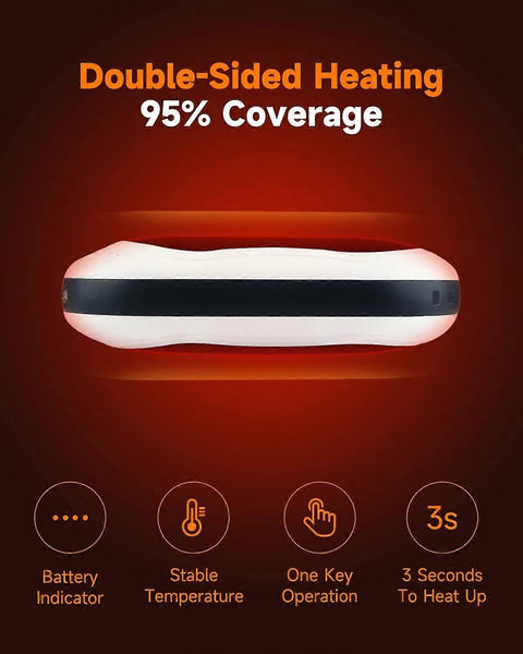 10000mAh Rechargeable Hand Warmer & Power Bank - 2-Sided Heating, Portable USB