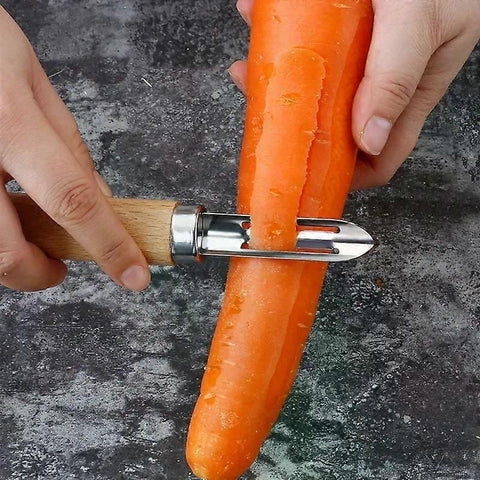Stainless Steel Peeler with Wooden Handle - for Fruit & Vegetable (Tomato/Pear/Apple/Potato)