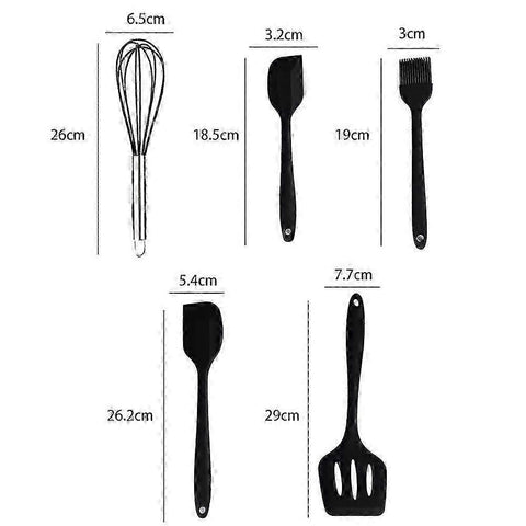 Silicone Kitchen Utensil Set - Non-Stick, Heat Resistant, 5-Piece