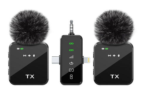3 in 1 Microphone for iPhone/Android/Camera Mini Microphone ireless Lavalier Microphone for Record Interview Vlogs YouTube Tiktok