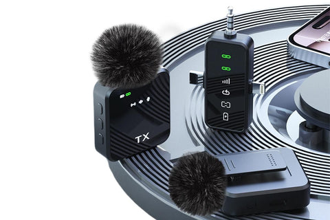 3 in 1 Microphone for iPhone/Android/Camera Mini Microphone ireless Lavalier Microphone for Record Interview Vlogs YouTube Tiktok