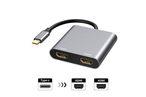 USB C to Dual HDMI Adapter 4K@30Hz Splitter for 2 Monitors Laptop
