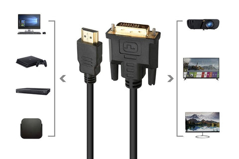 HDMI to DVI-D 24+1 Pin Digital Cable Lead for HDTV PS3 PS4 Switch 360 TV - 1.5m