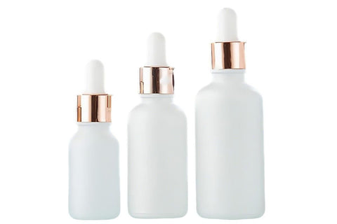 10 Pack Glass Dropper Bottles Rose Gold Caps for Essential Oils - 30ml