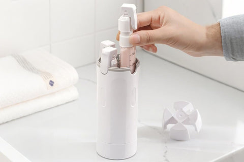 4 in 1 Travel Dispenser with 30ml Travel Bottles Travel Bottles for Shampoo Lotion - White