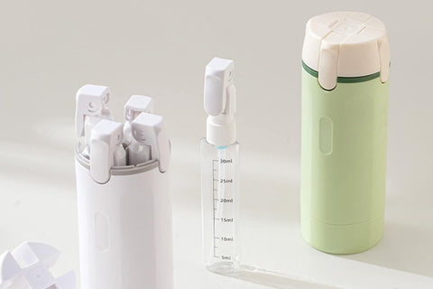 4 in 1 Travel Dispenser with 30ml Travel Bottles Travel Bottles for Shampoo Lotion - Green