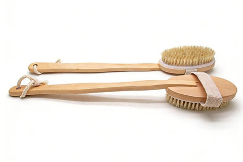 2 Pieces Long Handle Back Shower Brush with Detachable Hand Strap