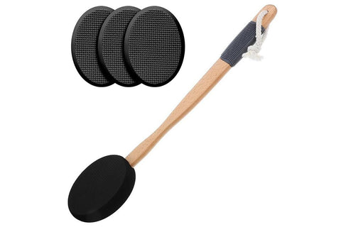 Back and Foot Lotion Applicator with 4 Replacement Pads Sunscreen Applicator Tool - Black