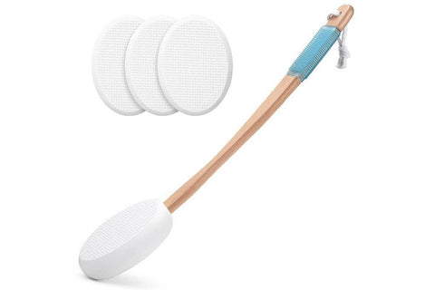 Back and Foot Lotion Applicator with 4 Replacement Pads Sunscreen Applicator Tool - White